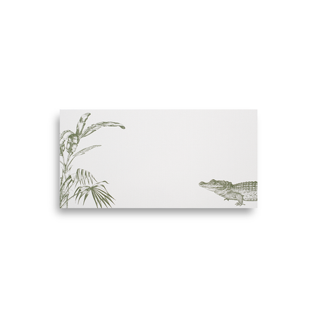 Alexa Pulitzer Swampy Gator Monarch Note Cards featuring colorful gator illustration on elegant stationery.