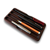 Eng Leather Co. wooden pen tray with a sleek, natural ash finish, designed to organize pens and stationery stylishly.