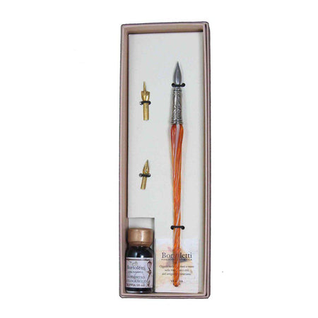 Bortoletti Entwined Murano Glass Dipping Pen Set with elegant, colorful glass pens featuring intricate entwined design.
