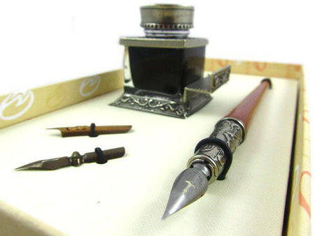 Bortoletti Paladio writing set inkwell with elegant design, featuring a polished metal finish and classic style for writing enthusiasts.
