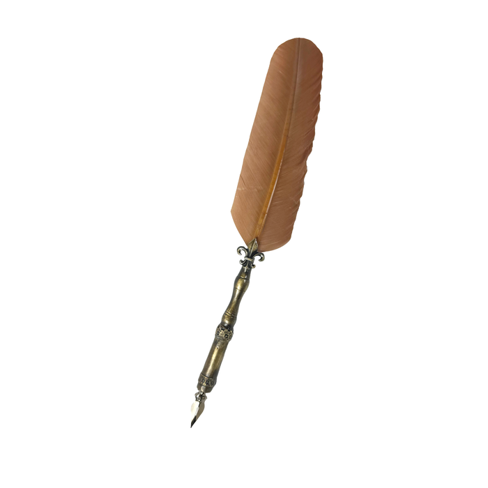 Le Potier D'Etain - Feather Ink Quills - Bronze Fleur De Lis - Papier Plume