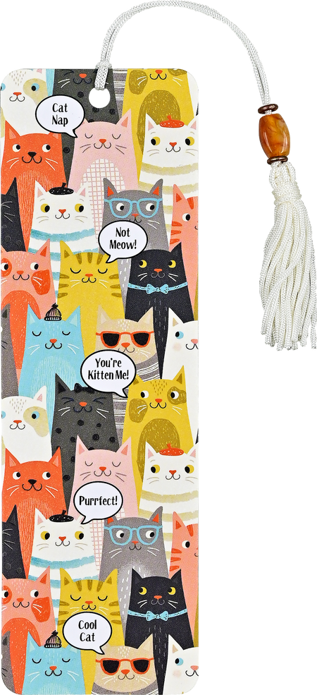 Cat's Beaded Bookmark - Papier Plume