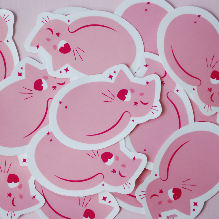 Pink Cat Glossy - Sticker