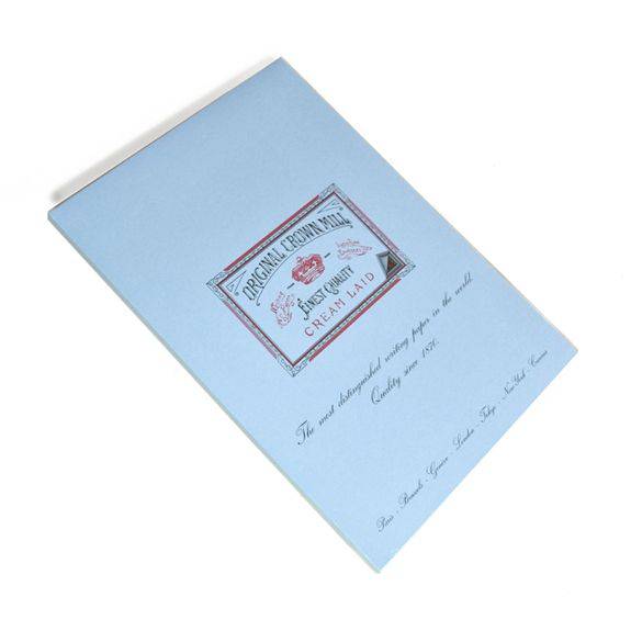 A4 Crown Mill Classic Laid Pink Writing Pad with textured paper, suitable for writing and note-taking.