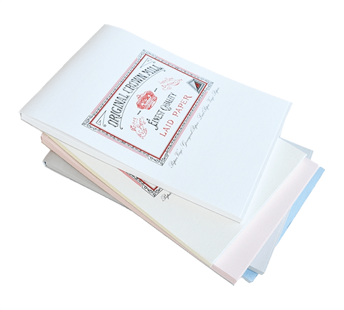 Pink Crown Mill Classic Laid A5 Writing Pads with elegant paper texture and branded cover for note-taking and writing.