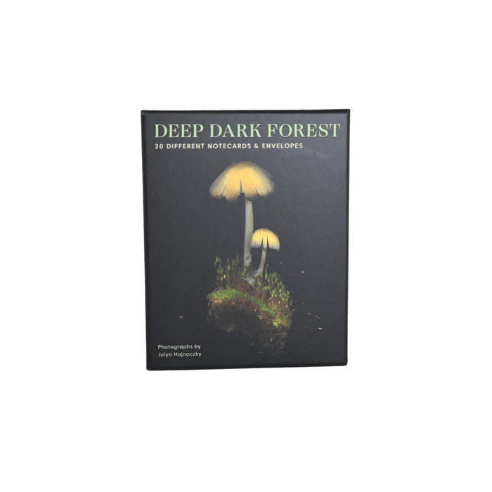 Deep Dark Forest notecards and envelopes featuring dark, forest-inspired designs on elegant paper for stationery use.