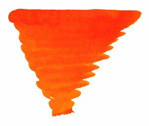 Diamine orange bottled fountain pen ink in a 30ml glass bottle, vibrant ink suitable for fountain pens.