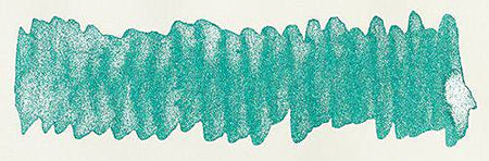 Diamine Shimmertastic Tropical Glow fountain pen ink with shimmering finish, vibrant orange and gold tones, in a glass ink bottle.