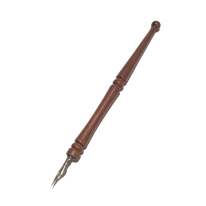 e+m Germany simple mahogany dipping pen for beginners, showcasing a classic design and smooth wooden finish.