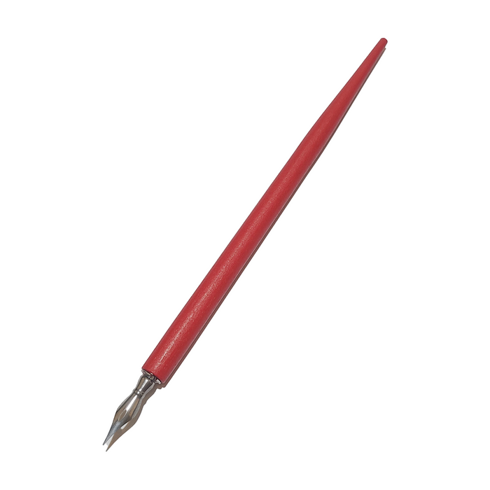 e+m Germany simple dipping pen with nib for beginners, featuring a red handle and metal nib for calligraphy and drawing.