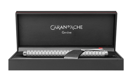 Caran D'Ache Palladium-Coated ECRIDOR™ Avenue rollerball pen with detailed close-up of the luxurious palladium finish.