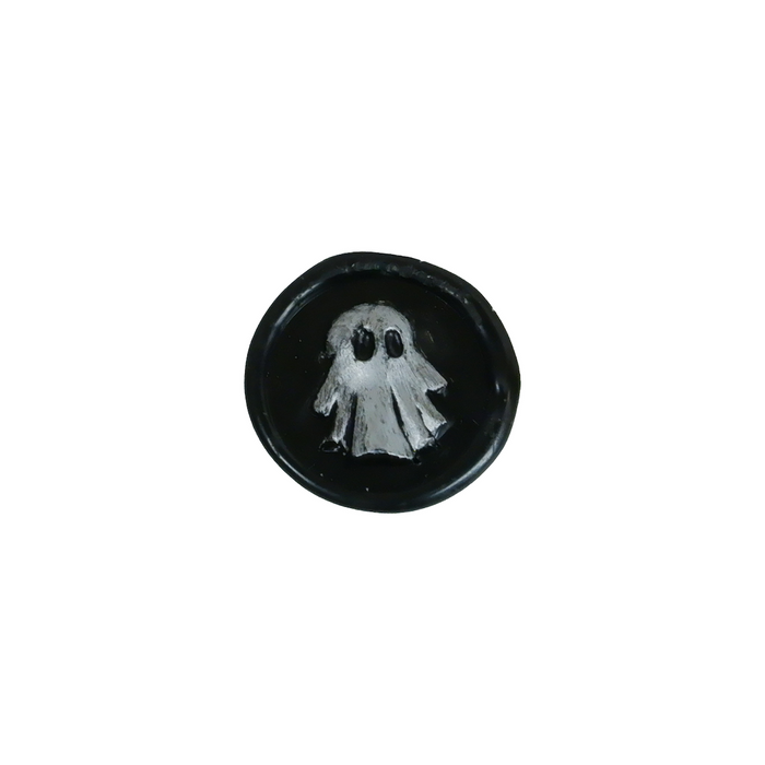 Ghost-shaped wax seal from Papier Plume Halloween wax seal set, featuring a spooky ghost design for sealing letters and invitations.