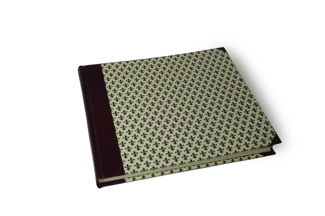 Handcrafted Guest Book with Marbleized Cover and Leather Trim - Large - Blank - Papier Plume
