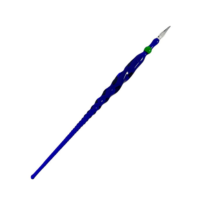 No Solo Vetro twisted glass dipping pen with clear, textured glass design for artistic writing or drawing.