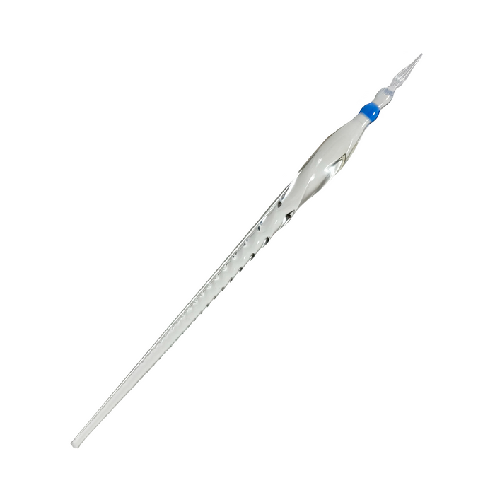 No Solo Vetro twisted glass dipping pen with a clear, textured design for artistic writing and glass art projects.