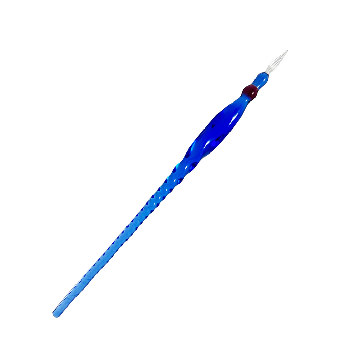 No Solo Vetro twisted glass dipping pen with clear, textured glass design for artistic writing and drawing.
