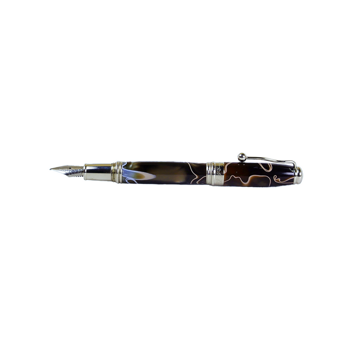 Jean-Pierre Lepine - Indigo Classic Murano - Fountain Pen - Brown with Beige Filet - Papier Plume