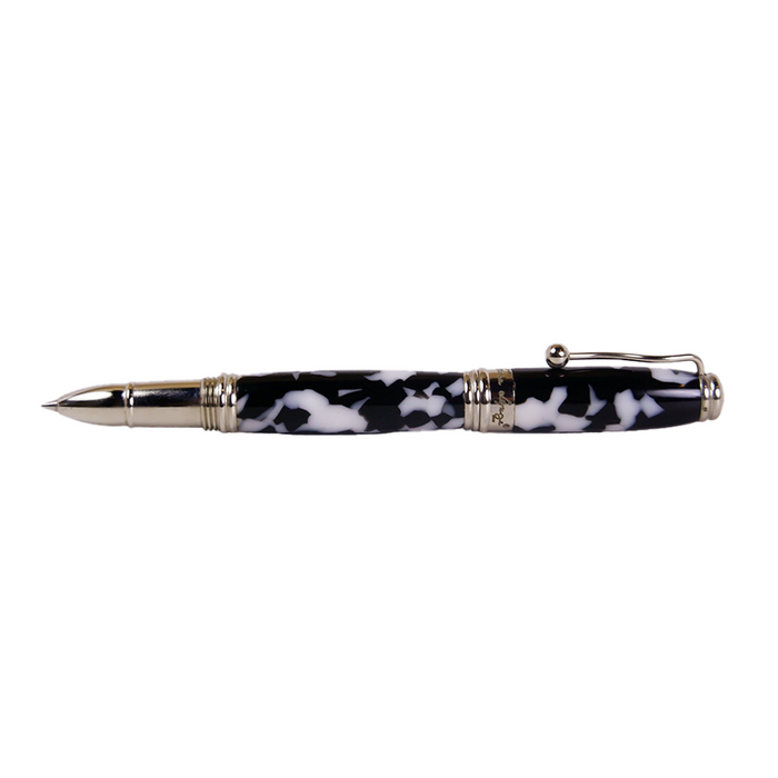 Jean-Pierre Lepine Indigo Classic Murano rollerball pen with black and white design, sleek and elegant writing instrument.