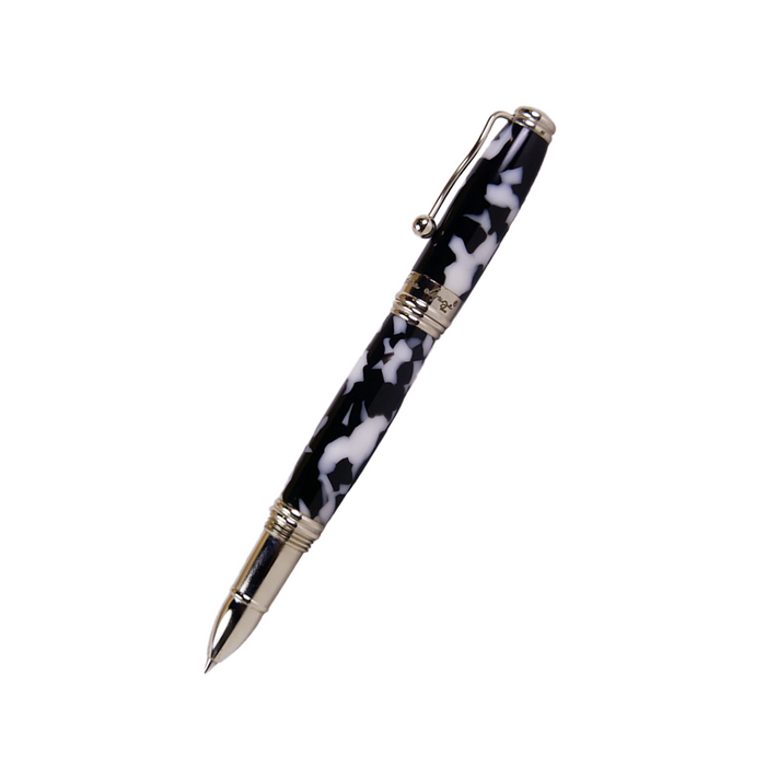 Jean-Pierre Lepine Indigo Classic Murano rollerball pen with black and white design, featuring a sleek, elegant style.