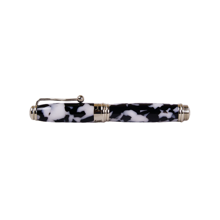Jean-Pierre Lepine Indigo Classic Murano rollerball pen with black and white design, showcasing elegant craftsmanship and stylish writing instrument