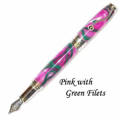 Jean-Pierre Lepine - Indigo Classic Murano - Pink with Green Filet - Fountain Pen - Papier Plume