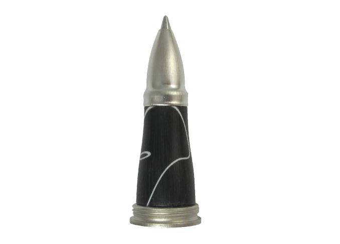 Jean-Pierre Lepine Winston rollerball pen in black with white filet, sleek writing instrument with elegant design.