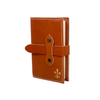 Medium brown Italian leather refillable latch journal with a classic design, perfect for daily planning and note-taking.