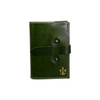 Medium green Italian leather refillable latch journal or daily 2025 planner by Il Cartiglio with a classic cover design.