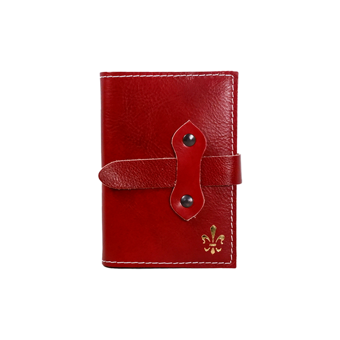 Red Italian leather refillable latch journal with medium size, designed for daily planning and note-taking by Il Cartiglio.
