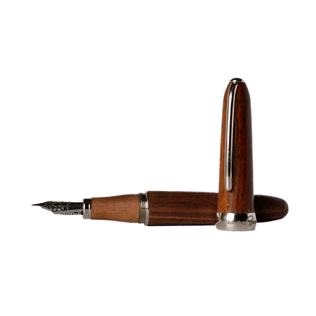 Jean-Pierre Lepine Winston fountain pen with walnut finish, elegant writing instrument with gold accents and a sleek design.