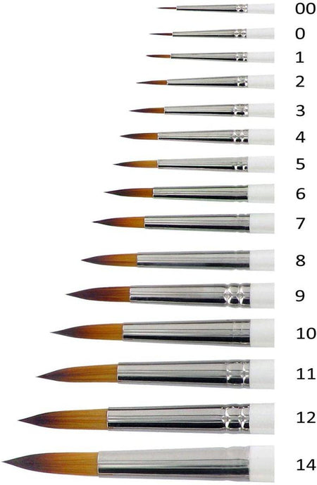 KUM Memory Point round-pointed brush with a wooden handle and fine bristles for detailed painting and artistic work.