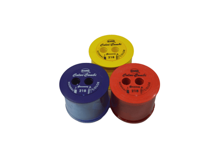 Blue KUM Color Combi Pencil Sharpener with 8mm blade, compact and easy to use for sharpening pencils.