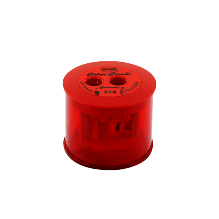 Blue KUM color combi pencil sharpener with 8mm blade for precise sharpening of colored and standard pencils.