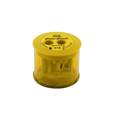 Blue KUM Color Combi Pencil Sharpener with 8mm blade, compact design for precise pencil sharpening.