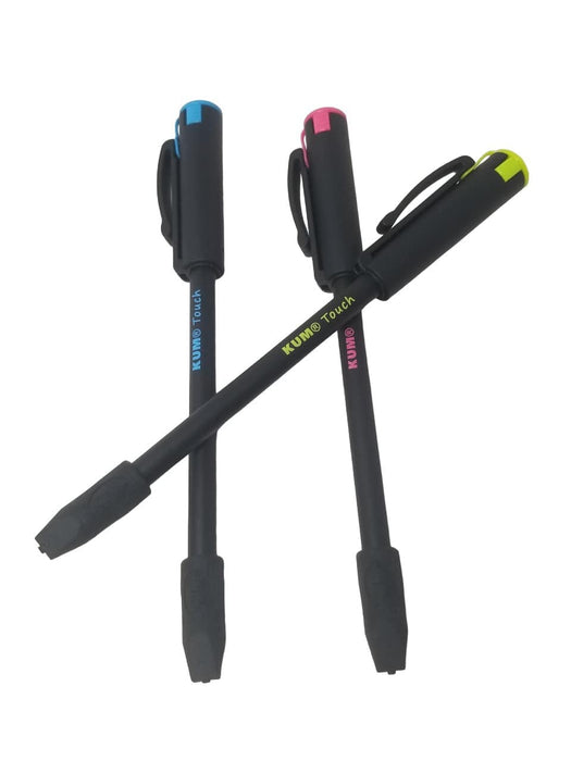 KUM Tip Top Black Touch pen in blue casing, featuring a sleek design and black ink for smooth writing.