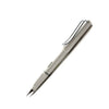 Blue Lamy Safari fountain pen with an extra-fine steel nib, featuring a sleek design and ergonomic grip.