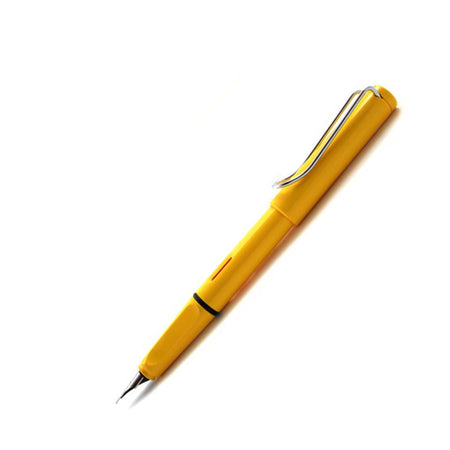 Blue Lamy Safari fountain pen with steel nib, showcasing its sleek design and vibrant color for smooth writing.