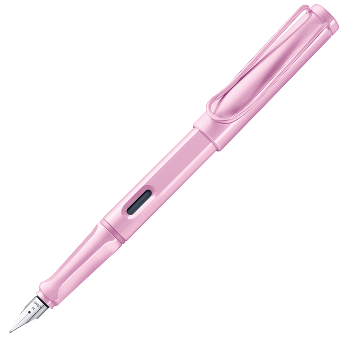 Blue Lamy Safari fountain pen with steel nib, ideal for smooth writing and comfortable grip.