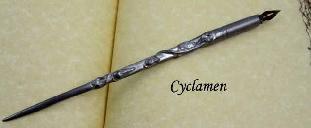 Le Potier D'etain pewter calligraphy dip pen with Fleur-de-Lys design, showcasing elegant craftsmanship and intricate details.