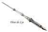 Le Potier D'etain pewter calligraphy dip pen with Fleur-de-Lys design and fine nib for elegant writing and calligraphy.