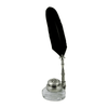 Triangle Inkwell Set With Quill, Fleur de Lys, Pewter - Papier Plume