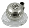 Triangle Inkwell Set With Quill, Fleur de Lys, Pewter - Papier Plume