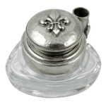 Triangle Inkwell Set With Quill, Fleur de Lys, Pewter - Papier Plume
