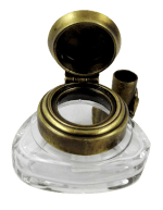 Triangle Inkwell Set with Quill, Garland, Bronze - Papier Plume