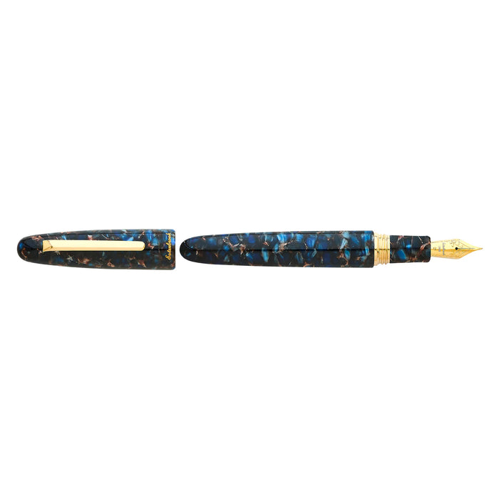 Esterbrook Estie fountain pen with gold fittings, featuring a sleek nouveau blue resin body and elegant design.