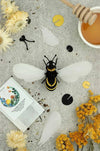 Gold satin paper craft of a honey bee made with Assembli Paper Honey Bee craft supplies, showcasing detailed honey bee design.