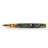 Papier Plume x Hardy Penwrights Krewe of Calliope fountain pen with gold accents and fine nib, showcasing elegant craftsmanship.