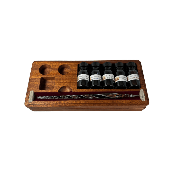 Papier Plume glass pen set featuring elegant calligraphy glass pens with silver accents, perfect for writing and gifting.