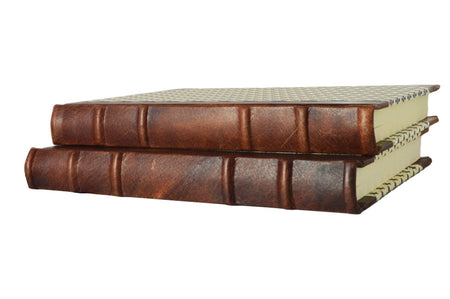Handcrafted Leather Trimmed Journal With Fleur De Lyse: Old World Spine - Papier Plume