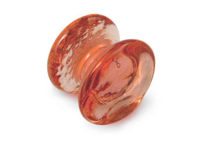 Amber glass pen rest by Papier Plume, elegant and smooth with a curved design for holding pens and writing instruments.